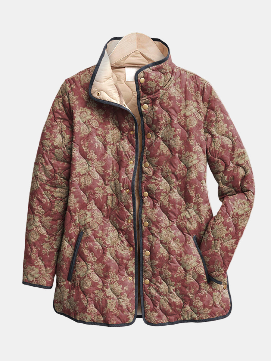 Amaya - Vintage Floral Print Quilted Jacket