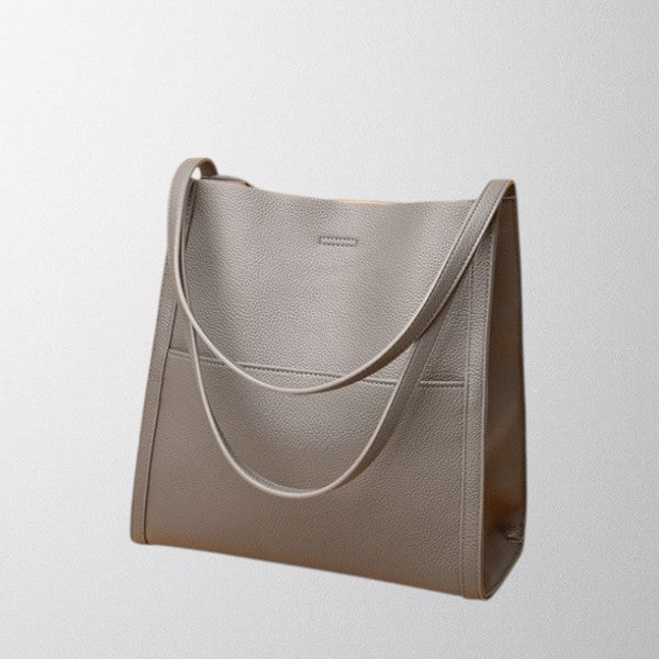 Valérie Dupré - Solid Colour Simple Genuine Leather Shoulder Bag