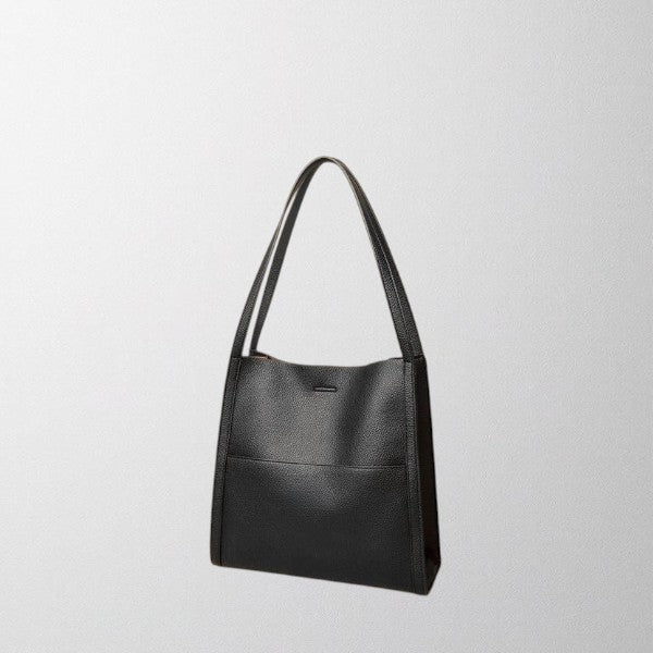 Valérie Dupré - Solid Colour Simple Genuine Leather Shoulder Bag