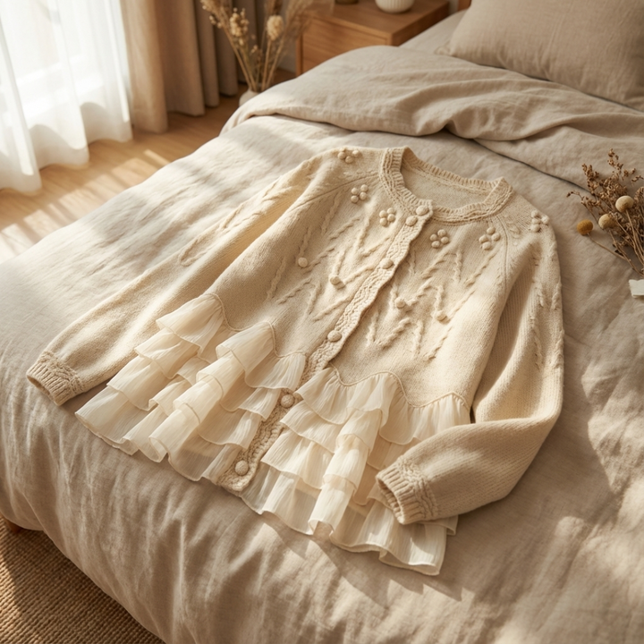 Rosie - Cosy Knit Ruffle Cardigan