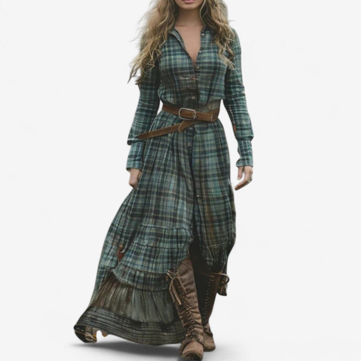 Hannah™ Long Checkered Dress