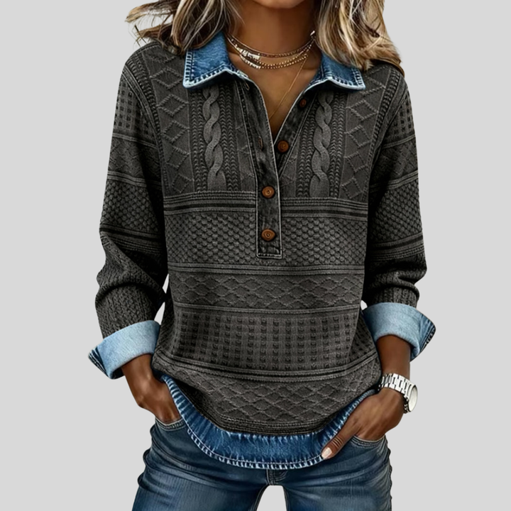 SOFIA – Knitted Jumper with Denim Details