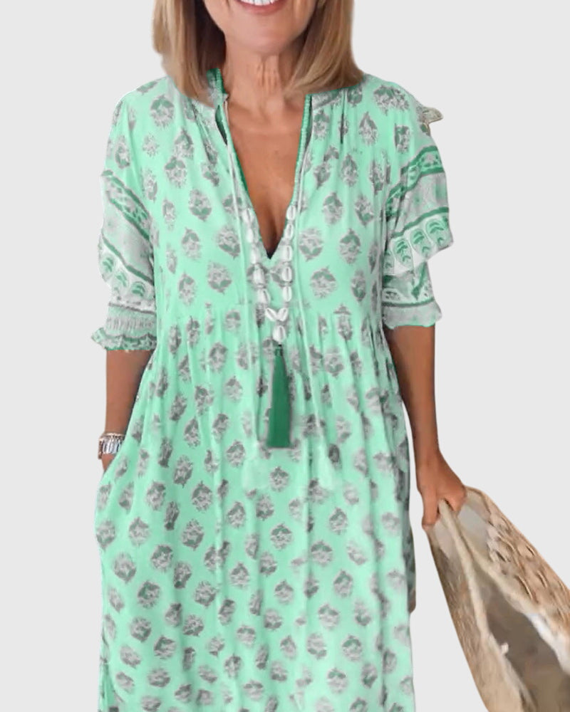 Bridget - Printed V-Neck Dress