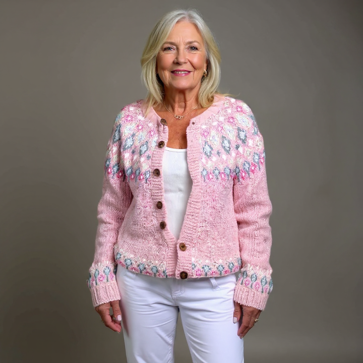 Richard & Helen - Cozy Pink Wool Cardigan